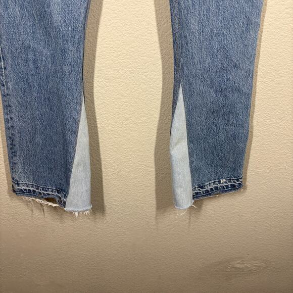 EB Denim Farrah Flare Button Fly Retro Jeans Light Blue Wash Split Hem - Picture 5 of 12